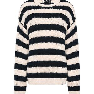 Chic Striped Sweater in Black and Cream